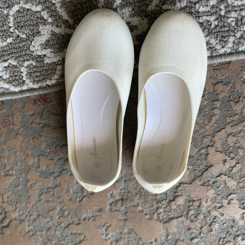 Arromic White Slip-On Flats with Rounded Toe